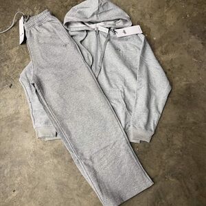 ALO Light Gray Zip Hoodie & Jogger Set